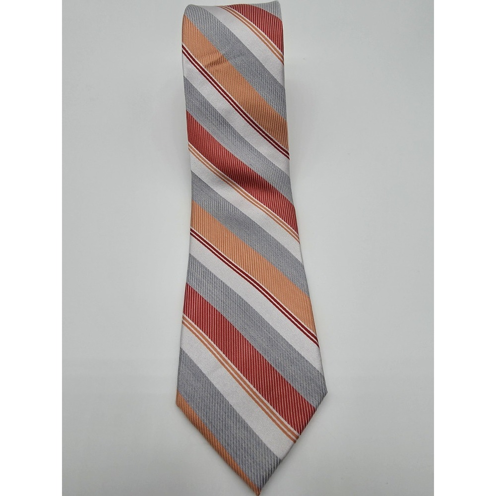 Express Orange Red Silver White Striped Necktie Silk Tie 58" x 3" NWOT